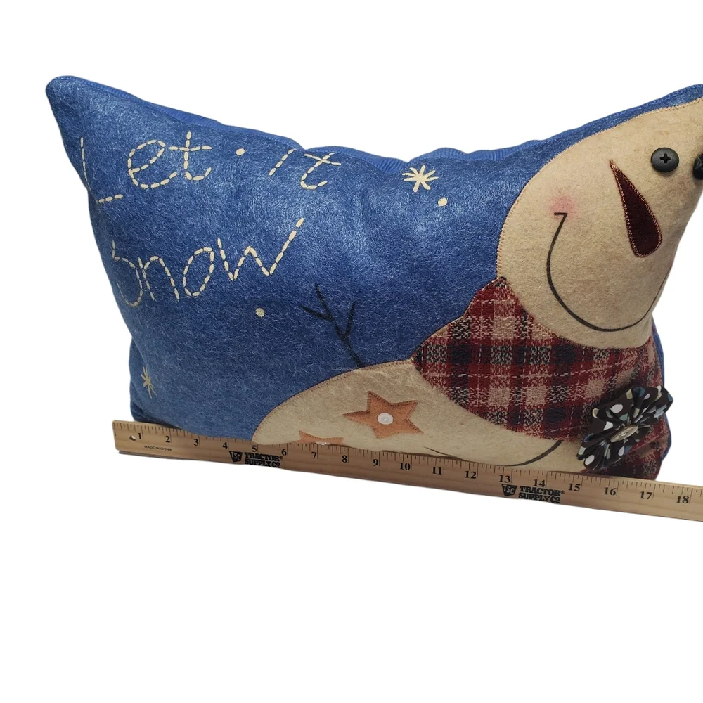 NEW Homemade Festive Snowman Throw Pillow Set - Blue and Cream